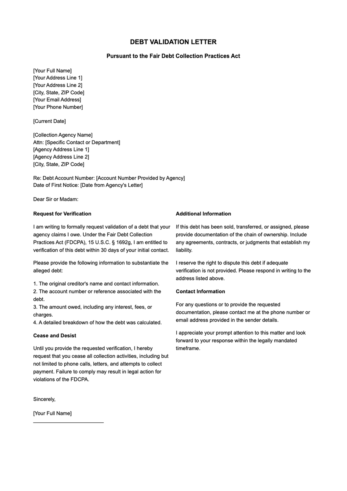 Sample letter to collection agency requesting debt verification_variant_3